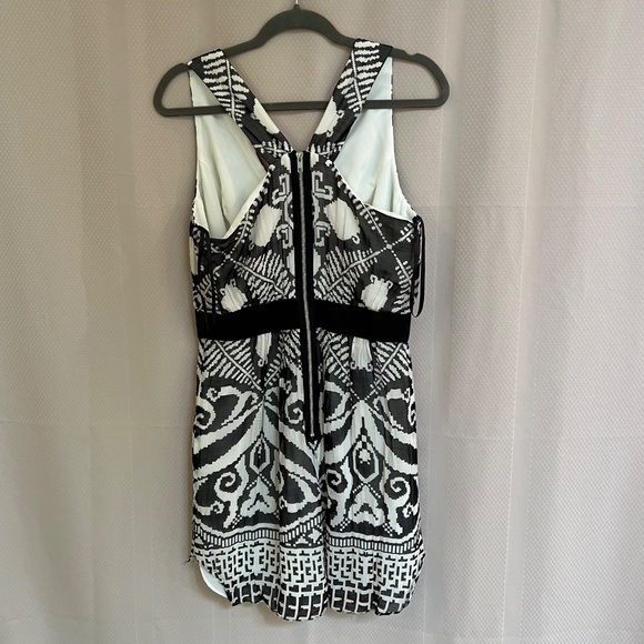 Milly Of New York Dress Black & White Cotton Silk V Neck Exposed Zip Sz10 - Picture 6 of 9